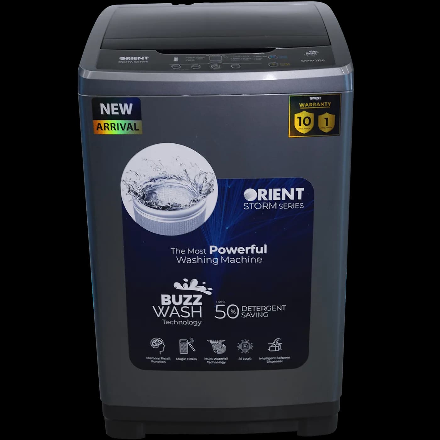 Orient Storm 1150 Washing Machine 10KG Metallic Silver